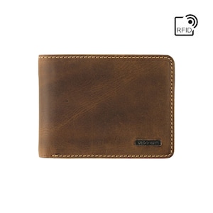 RFID Leather Wallet - VISCONTI Bifold Wallet - Slim Leather Wallets For Men / Slimfold Wallets / Bronte in Saddle Tan - ART52