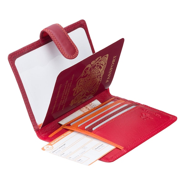 Colorida cubierta de cartera de pasaporte rojo con RFID - Colección Rainbow - Rojo - Titular de pasaporte - Cartera de tarjeta - Accesorios de viaje - RB75 - Sumba