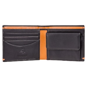 VISCONTI - Black Wallet Leather RFID - Black / Orange - Card and Coin Wallet - AP62- Slim Wallets - Best Selling Design - Mens Wallet