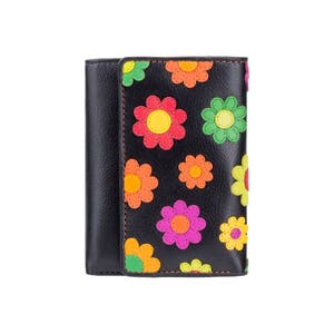 VISCONTI Daisy Collection Designer Purse - Ladies Wallet - Womens Wallets - Trifold Leather RFID - DS81 - Button Close Purse - Handmade