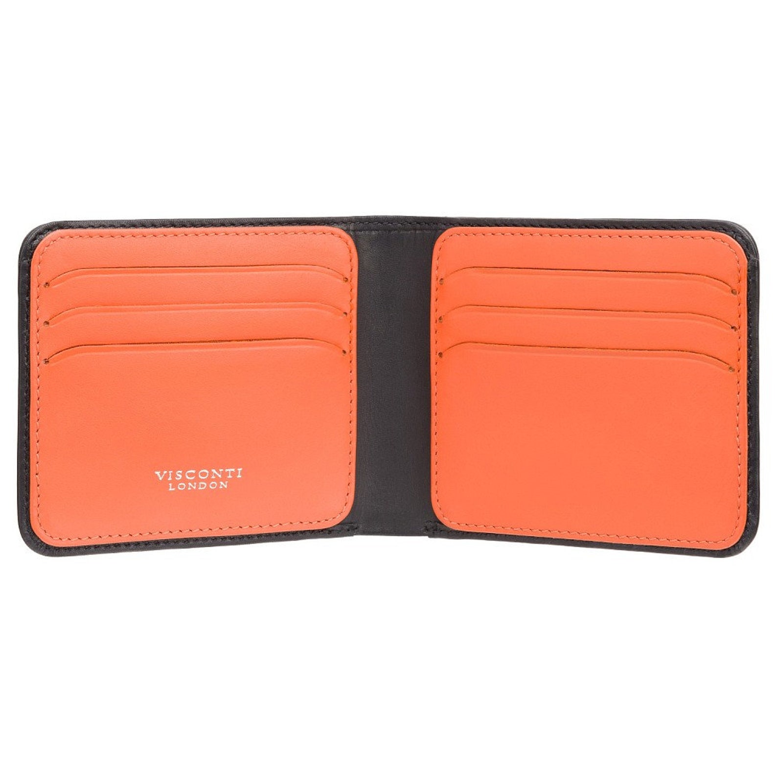 VISCONTI RFID Super Slim Leather Wallet Black / Orange - Etsy