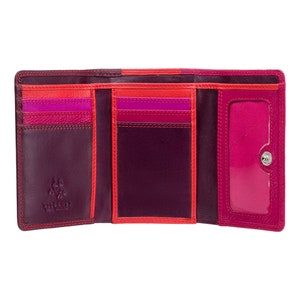 Petit sac à main en cuir à trois volets en prune avec protection anti-RFID - RB39 - Biola