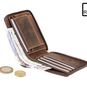 VISCONTI Leather Wallet - Oil TAN - Hunters Collection - Zip Around Wallet - 702 - Cash and Coin Holder - Card Case - Bi-Fold - RFID