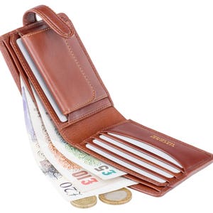 VISCONTI - Luxury Tan Button Close Slim Leather Wallet with RFID Protection - Slim Wallet - Wallets for Men - Veg Tan Premium Leather