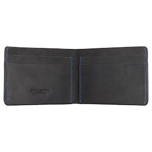 Dollar Sized Slim Black Wallet by VISCONTI - Handmade Leather Card Bifold Wallet - RW49