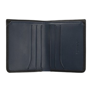 Portafoglio uomo compatto in pelle RFID - Design sottile verticale con sicurezza RFID, perfetto per carte e contanti - Portafoglio piccolo nero/blu