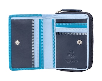 Small Leather RFID Purse Wallet - Rainbow Collection - Blue - Large Coin Purse With Card Holding Wallet - RB53 - Hawaii