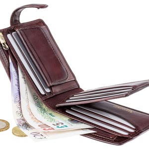 VISCONTI - Cartera de lujo de piel marrón con protección RFID - Cartera con cierre de botón - Carteras para hombre - Piel de becerro de primera calidad - TSC42