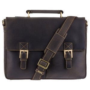 Real Leather Briefcase by VISCONTI Berlin - Oiled Brown - Leather Briefcase - Distressed Leather Bag - Vintage Leather Bag - Man Bag - 18716