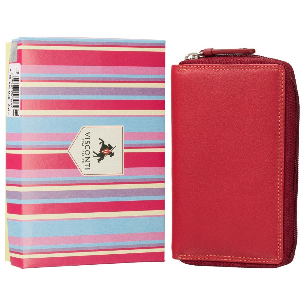 Portamonete In Vera Pelle Donna Con Tripla Cerniera - Piccolo Borsello A Mano In Pelle Genuina, 3 Scomparti, Portachiavi Incluso, Regalo Artigianale