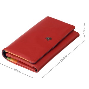 Colorful Purse Wallet - Ladies Wallet - Red - Womens Wallets - Genuine Leather - Button Close Purse - CM72 Greta
