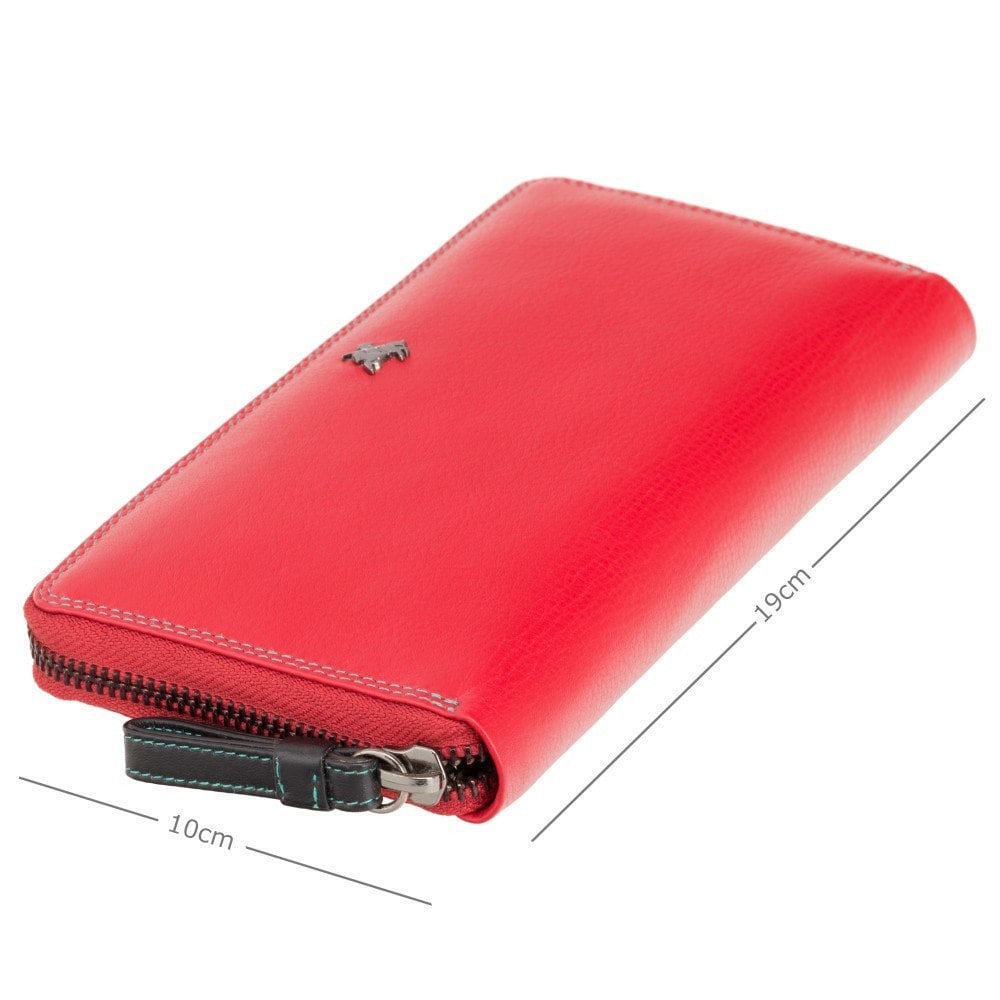 RED Leather Zip Around Purse Wallet Womens Zip Around Etsy