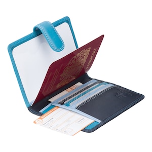 Capa para passaporte protegida RFID - Rainbow Collection - Azul - Porta passaporte - Carteira de cartão - Acessórios de viagem - RB75 - Sumba
