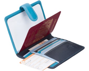 Top QUALITY Vera Pelle Custodia per passaporto Hand Made in UK/Luce Turchese 