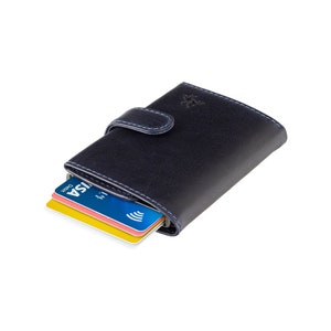 Pop Out Ejector Card Wallet by VISCONTI - Fireblade - RFID Slim Leather Front Pocket Wallet For Men In Blue Hues - Cool Wallets