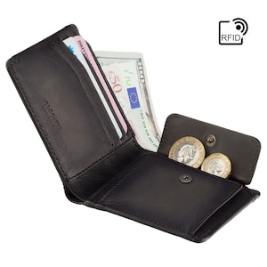 Zanotti VISCONTI - Carteira de couro super fina RFID - Smoke Grey Burnish - Carteira porta-cartões - Carteiras de couro para homens - MT92 - Caixa para presente