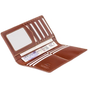 Portefeuille long en cuir de luxe marron italien VISCONTI avec RFID - Portefeuille pour espèces et cartes - Porte-cartes - Portefeuille avec veste - Portefeuille pour homme - MZ6
