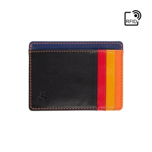 Minimalist Unisex Leather Card Holder - VISCONTI Minimalist Wallet - Colorful Leather Wallets Black Spectrum