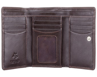 Dreifaltige mittelgroße Geldbörse für Frauen designed und handgefertigt von VISCONTI - RFID Protected Wallet - HT32 - Damen Geldbörse Braun