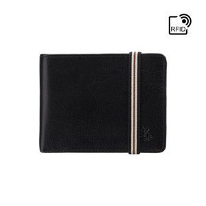 RFID Band Closure Wallet - VISCONTI Leather Wallet - Black - Segesta - BN3 - Cash and Coin Holder - Card Case - Bi-Fold - Slim Wallet