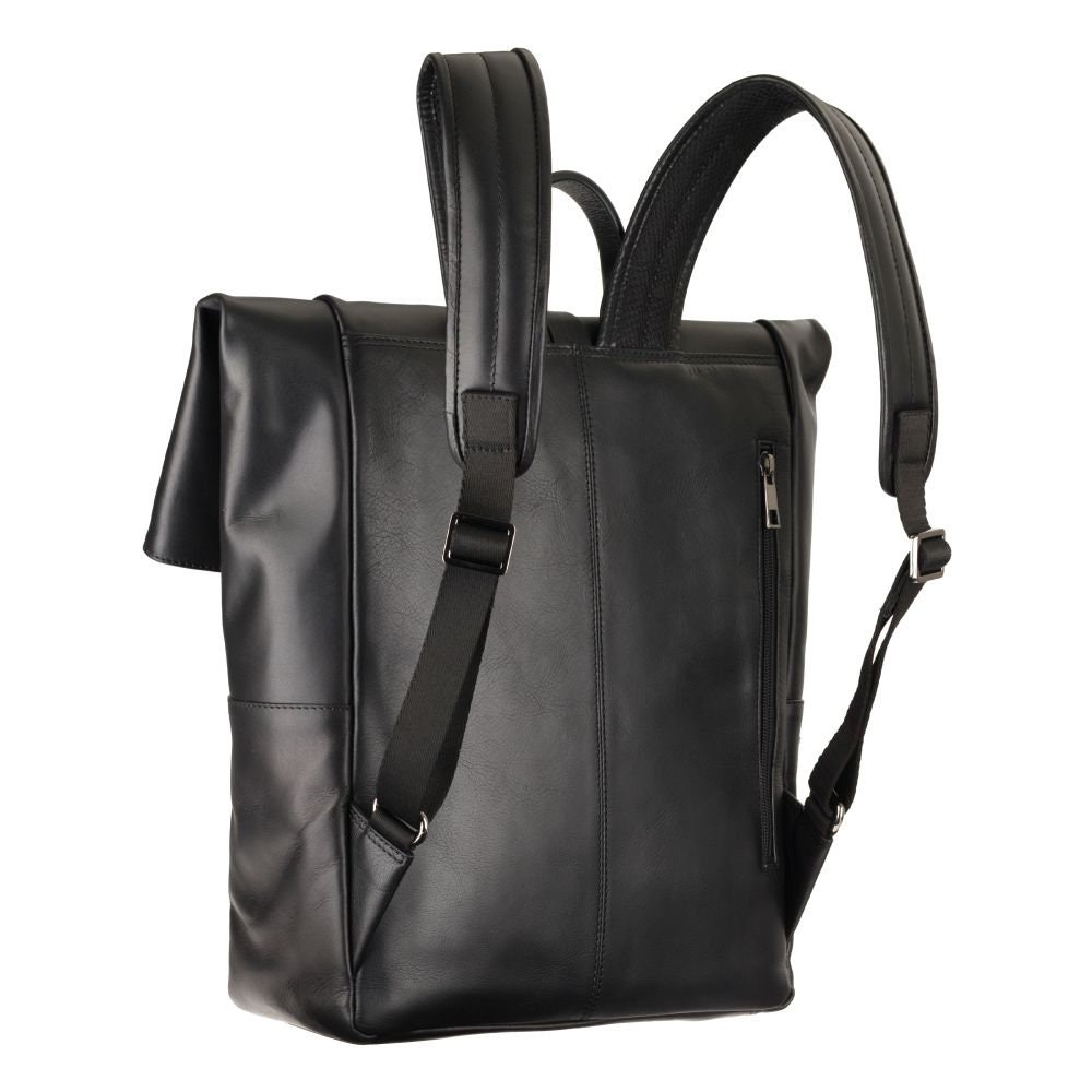 & Other Stories | Black Leather Fold Over Backpack and-other-stories-leather-fold  main image 4