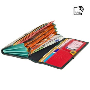 Designer Rio Collection Black / Rhumba Purse - Ladies Wallet - Womens Wallets - Genuine Leather RFID Blocking - R11 Black/Rhumba