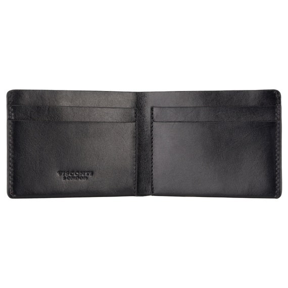 Dollar Sized Slim Black Wallet by VISCONTI Handmade Leather - Etsy