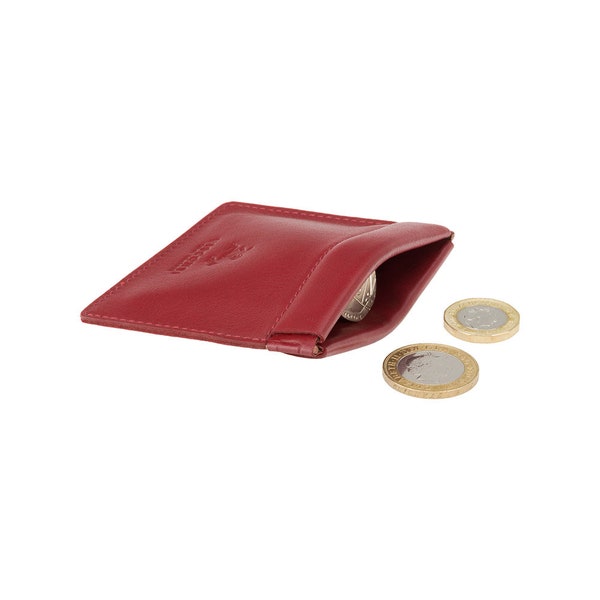 Pinch Close Coin Purse - Leather Coin Purse - Premium Leather - Perfect For Coin or Small Key Storage - Red