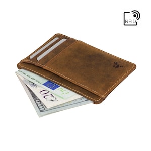 Porta carte Oil Tan di VISCONTI - Porta carte sottile in pelle con blocco RFID - Portafoglio minimalista - Portafogli in pelle per uomo - VSL58