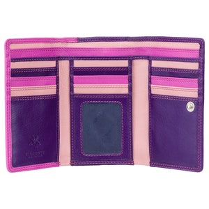 VISCONTI RFID Purse - Rainbow Collection - Berry - Large Coin Purse With Card Holding Wallet - RB43 - Bora