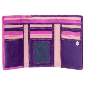 Bolsa VISCONTI RFID - Coleção Rainbow - Berry - Porta-moedas grande com carteira porta-cartões - RB43 - Bora
