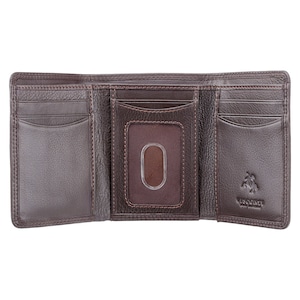 Mans RFID Tri Fold Wallet - schlankes Brieftaschen-Design in dunkelbraun - HT18 - in Geschenkbox - dreifach faltbar