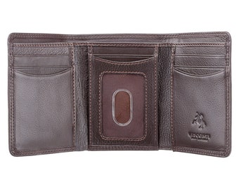 Mans RFID Tri Fold Wallet - Slim Wallet Design in Dark Brown - HT18 - Gift Boxed - Triple Fold