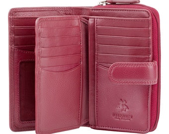 Red Top Selling Real Leather Purse by VISCONTI - RFID Blocking Simple Purse Wallet - HT33