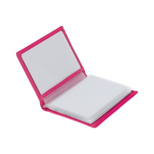 Portacarte in pelle rosa con inserto in plastica - Pelle Premium fatta a mano - TC1