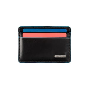 VISCONTI の RFID ブロック スリム カード ウォレット - スリム レザー カード ホルダー ハンドメイド ブラック レザー - フロント ポケット ウォレット - Trento