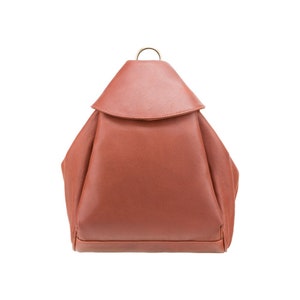 Visconti, Saddle Color Leather Convertible Backpack/Sling Bag VISCONTI Leather Backpack - Leather Rucksack - Genuine  main image 3