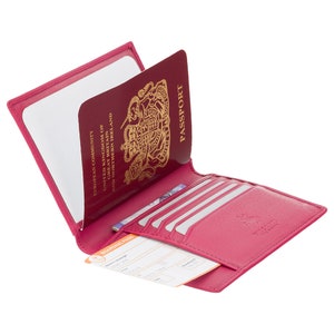 Monedero para pasaporte con bloqueo RFID de color rosa VISCONTI - Fucsia - Porta pasaporte - Monedero para tarjetas - Accesorios de viaje - 2201