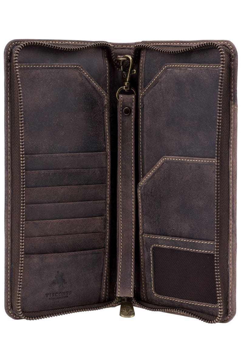 VISCONTI Leather Travel Wallet Oil Brown Wing Passport Etsy UK