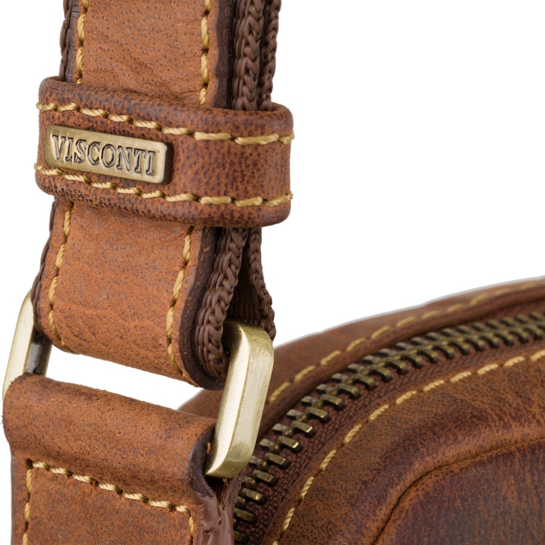 Handmade Small Leather Bag - Cross Body Small Leather Satchel - Leather Bags For Men by VISCONTI - Havanna Tan Premium Leather - TC68 image 7