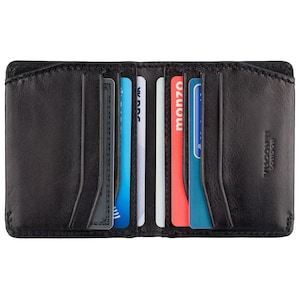 VISCONTI - Cartera de lujo de piel bruñida con protección RFID - Cartera fina para hombre - Piel de primera calidad curtida vegetal - North MT88 Smoked Grey