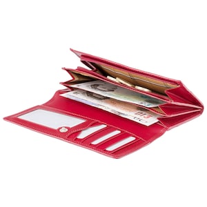 VISCONTI Italian Red Luxury Leather Women's Purses with RFID - Cash and Coin Purse - Wallets for Ladies - RFID Protected Purse - MZ10