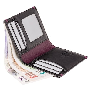 VISCONTI - RFID Slim Leather Wallet - Black / Burgundy - Card Holder Wallet - Minimalist Wallet - Leather Wallets for Men - AP60 -Gift Boxed