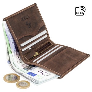 Cartera de piel VISCONTI - Marrón petróleo - Colección Hunters - Tarjetero - 705 - Plegable - RFID - Cartera pequeña - Cartera de hombre - Tarjetero