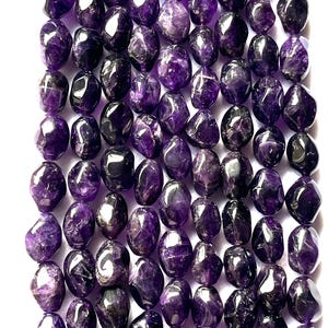 African Dark Amethyst Faceted Chunky Nuggets 16 inches long temporarily strung Beads - Gorgeous Color!