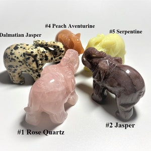 Assorted Gemstone Elephant Carving - Spirit Animal/Crystal/Figurine/Energy & Healing Stone/Ornament/Meditation/Chakra