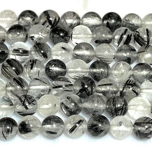 Rutilated Rutile Quartz Round Beads 8mm High Quality 16 Inches Long Strand