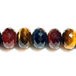Multi Color Tigereye Faceted  Rondelle Beads - Gem Quality Designer Beads