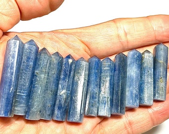 2 Blue Kyanite Faceted (Six Sided) Pencil Tower, Gorgeous hard to find - Set of 2, 6 or 12 pieces