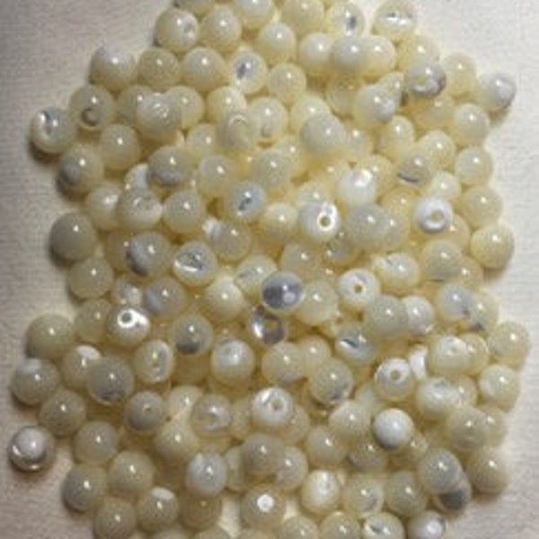 White Mother of Pearl (MOP) Half Drilled 5mm Round Beads